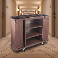Multi-Functional Hotel Linen Cart Large Capacity Janitorial Service Cart Heavy Duty Room Service Trolley Detachable Bags for Hospital