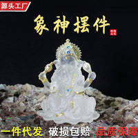Translucent White Rhinestone Ganesha Resin Figurine