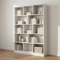 Freestanding Bookcase Solid Wood Multi-Tier Bookshelf Large Capacity Wooden Display Shelf for Students, Study Room, Bedroom