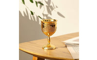 Goblet with Castle Relief Antique-Style Metal Goblet Embossed Goblet for Collectors, Hosts, Themed Parties, Home Bar, Tabletop Decor