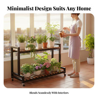 With casters Tiered Plant Stand Multitiered Rolling Flower Pot Stand Space-Saving Display Shelf Easy Assembly for Gardening lovers, Apartment Dwellers, Balcony, Living Room, Porch, Corner
