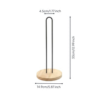 Wooden Base Paper Towel Rack Freestanding Countertop Paper Towel Stand Minimalist Design Kitchen Roll Holder for Washroom, Desktop