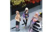 3 Pieces 1:64 Girl Figurines Scene Decoration Mini Resin Doll Set Realistic Design Miniature Decor for Display