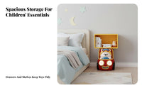 Playful Design Bear in-Car Side Table Multi-Functional children's Furniture Stable Base Nightstand Easy Assembly for Toddlers, Students, Bedroom, Playroom, Small Apartment, Guest Room