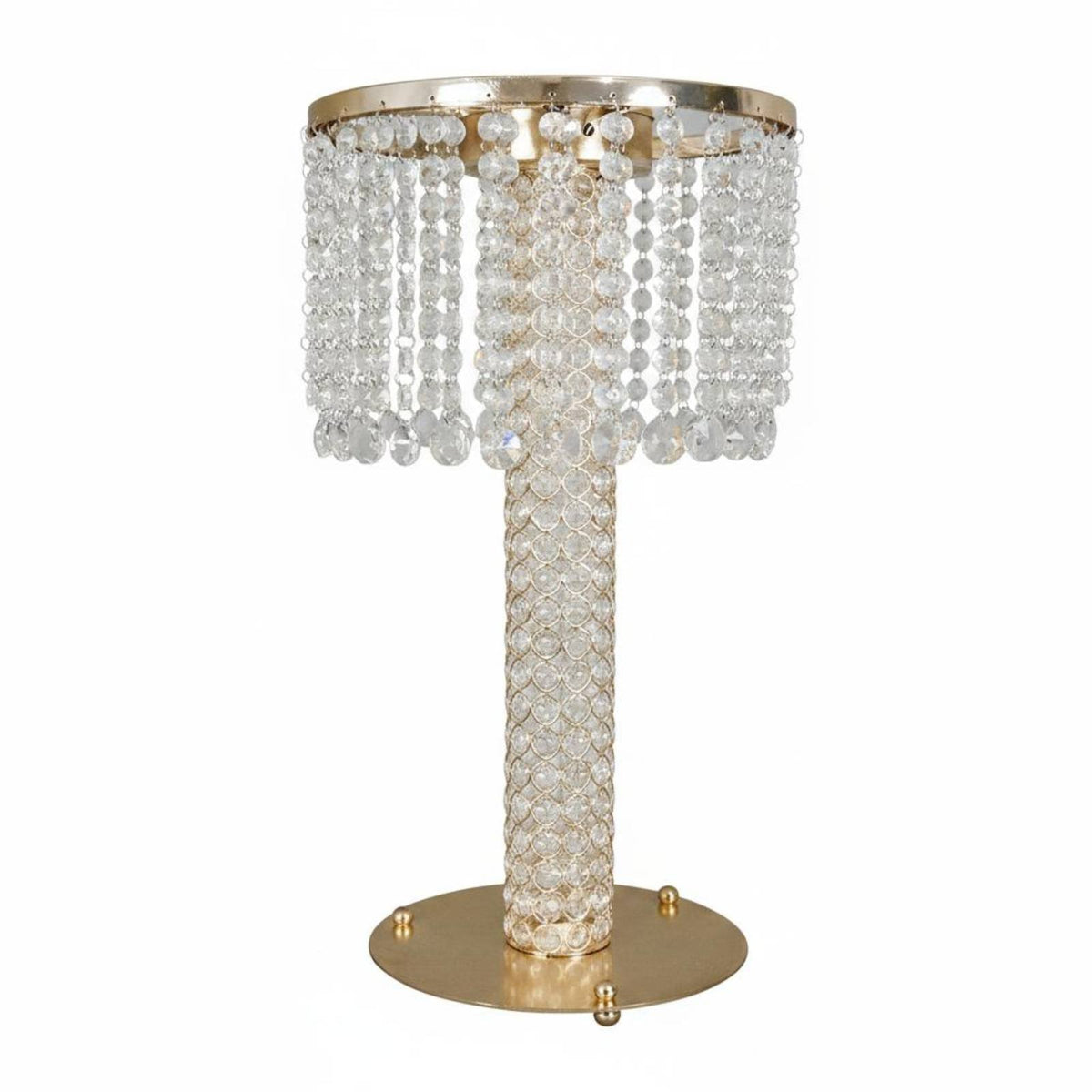 Crystal Vase Stand Ornamental Gold Crystal Vase Stand Hanging Beads Wedding Centerpiece Lamp for Banquet, Display Window