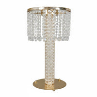 Crystal Vase Stand Ornamental Gold Crystal Vase Stand Hanging Beads Wedding Centerpiece Lamp for Banquet, Display Window