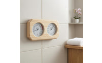 Analog Sauna Temperature Humidity Meter Beveled Corners Sauna Thermometer Hygrometer Natural Wood No Batteries Required