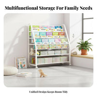2-in-1 Design Child S Bookshelf and Toy Storage Space Saving Child S Book and Toy Organizer Large Capacity children's Rolling Bookshelf Child-Friendly Height for Toddlers, Babies, Parents, Playroom, Bedroom, Living Room, Kindergarten