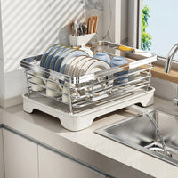 Stainless Steel Dish Rack and Drainer Rack with Cutlery Holder, 304 Stainless Steel Rack Dish Drainer for Modern Kitchen Countertop Placement