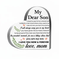 Acrylic Keepsake Heart Shaped Gratitude Quote Sturdy Stand for Son