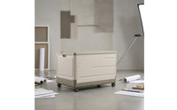 Storage Bin with Pull Rod Foldable Storage Box with Wheels Rolling Book Cart Portable Rolling Tote Mobile for Students