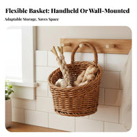 Vintage Design Kitchen Wall Basket Integrated Handle Kitchen Hanging Basket Space-Saving for Homemakers, Homeowners, Pantry, Hallway