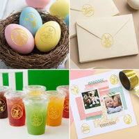 500 Sheets Gold Easter Stickers Foil Easter Ers Multiple Designs Easter Er Roll Sparkling Gold Foil Bunny Er, Happy Easter Stickers for Decorations Gifts Cards Crafts Bags Envelopes Wrapping