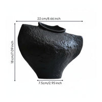 Minimalist Texture Vase Artistic Design Double Ear Flower Vase Neutral Tones Home Decor for Tea Room, Showroom