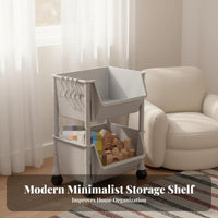 Rolling Book Cart Space Saving Mobile Toy Organizer Multi-Tier Storage Shelf Large Capacity Multi-Tier Storage Rack Easy Reach