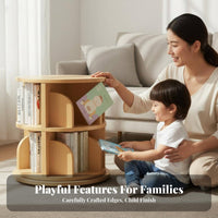 360° Rotation Rotating Book Storage Single Space Saving Rotating Bookshelf Storage Single Stable Structure Bookcase Large Capacity for Students, Families, Living Room, Small Areas, Home Office, Playroom