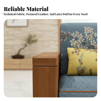 L-Shaped Wooden Sectional Solid Wood Frame Modular Sofa Set with Storage Ottoman New Chinese Design Living Room Seating for Small Areas, Lounge Area
