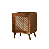 Modern Minimalist and design Rattan Drawer Nightstand Space-Saving Bedside Table sturdy Wood Feet Household Furniture Easy Assembly for Apartment Dwellers, residents, Interior Design fans, Bedroom, Small areas, Office