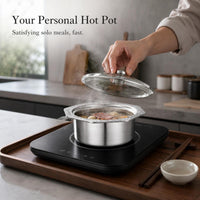 Individual Stainless Steel Hot Pot with Lid, Induction Cooker Compatible