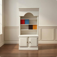 Standing Dollhouse Bookcase 1:12 Scale Arched-Top Bookcase Cabinet Working Doors Miniature Bookshelf