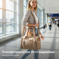 Breathable Mesh panels Soft-Sided Airline kennel Removable cleanable Mat Soft-Sided Pet kennel foldable Design pet Transport Bag Safety Leash fastener for Cat Owners, Travelers, Air Travel, veterinary clinic Visits, Vacations, Car Trips