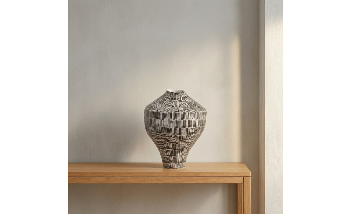 Ceramic Floor Vase Artisanal Vase with Textured Surface Sculptural for Homeowners