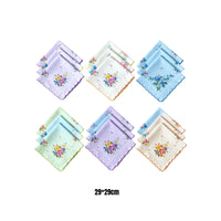 18 Pieces Handkerchief with Edges Floral Handkerchief with Edge Soft Facial Cloths for Women, Weddings