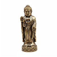 Brass Buddha Figurine Portable Antique Buddha Statue Mini Religious Decor for Buddhists, Believers, Car, Altar