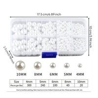 Multi-Size Pearl Assortment Assorted Plastic Pearl Beads Round Bead Box with Latch Lustrous for Designers