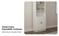 Floor-Standing Narrow Cabinet Shelf Multi-Layer Design Narrow Shelving Cabinet with Doors Space-Saving Bookcase Freestanding for Children, Apartment Dwellers, Homeowners, Small Areas, Living Room, Bedroom