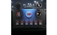 LED 6 Gang Switch Panel 12V Switch Panel with USB Charger Waterproof Pre-Wired for Boaters, RV Owners, DIYers, RVs, Trucks