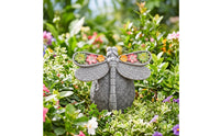 Dragonfly Outdoor Luminaire with Stone-Look Base Outdoor Sculpture Lamp Decor for Gardeners, Patio, Pathway