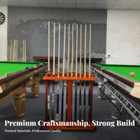 Walnut Finish Billiard Cue Rack for Game Room