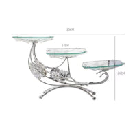 Tabletop Fruit Tray with Metal Stand Clear Glass Serving Tray with Stand Long-Lasting Fruit Holder Food Safe for Coffee Table