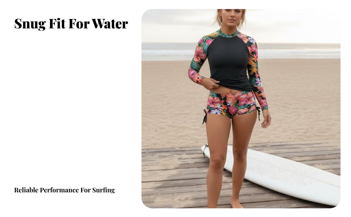 Long Sleeve Sun Protection Top Set Two-Piece Design women's Wave Suit Floral Print Aquatic Set Full Coverage Floral Print