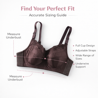 Full Coverage Bras for Women with Thin Padded Cups for Daily Use, Supportive with Adjustable Straps and Four Hook Closure, Minimizer Design