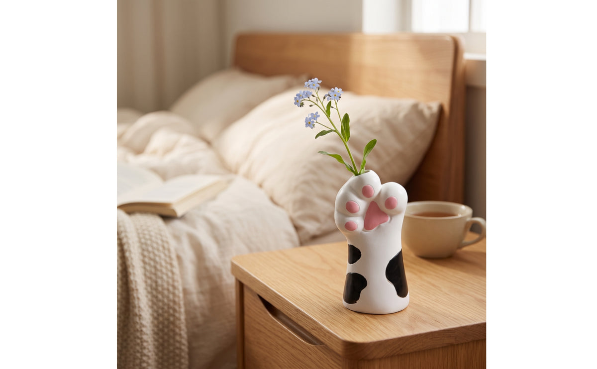 Feline Foot Flower Vase Cute Feline Foot Vase Adorable Decor for Animal Lovers, Entryway, Office, Living Room