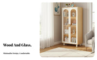 Stable and Sturdy children's Cupboard with Arched Doors Modular Design Bookshelf Detachable Legs Storage Furniture Bear-Shaped Handles for Families, Parents, Living Room, Bedroom, Playroom