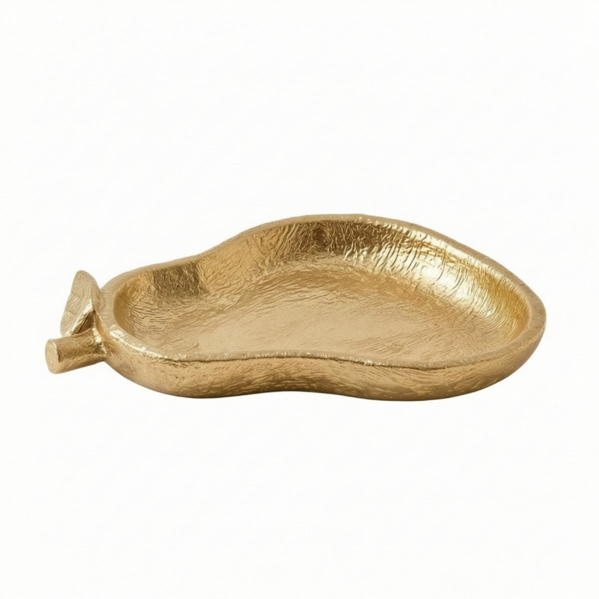 Resin Tray with Leaf Detail Golden Gourd Tray Hammered Catchall Container for Dresser, Coffee Table