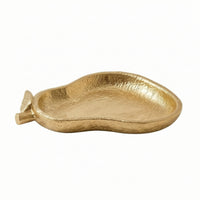 Resin Tray with Leaf Detail Golden Gourd Tray Hammered Catchall Container for Dresser, Coffee Table