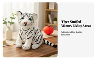 Tiger Stuffed Toy Soft and Cuddly Stuffed Tiger Cub Great Gift Lifelike Animal Stuffed for Young Children, Teenagers, Fun Time, Playroom, Rest Time