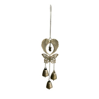 Antique Bronze Butterfly Bell Ornament Chain Hanger Angel Wings Ornament Decorative Angel Bell Decoration Gift Idea for Garden