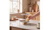 Two-Tier Serving Stand Decorative Tiered Serving Tray Easy to Clean Jewelry Display Holder for Hosts, Tabletop, Parties, Weddings
