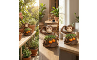 Monkey Planter Resin Monkey Statue with Planter Weather-Resistant Animal Figurines for Gardeners, Homeowners, Patio, Porch