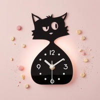 Cat-Shaped Clock Compact Size Cat Desk Clock Cute Home Decor for Desktop