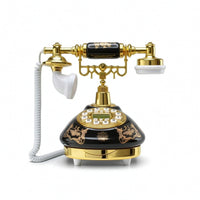 Antique Style Telephone Decorative Antique Telephone Retro Landline Phone Glossy Landline Phone with Coiled Cord Classic