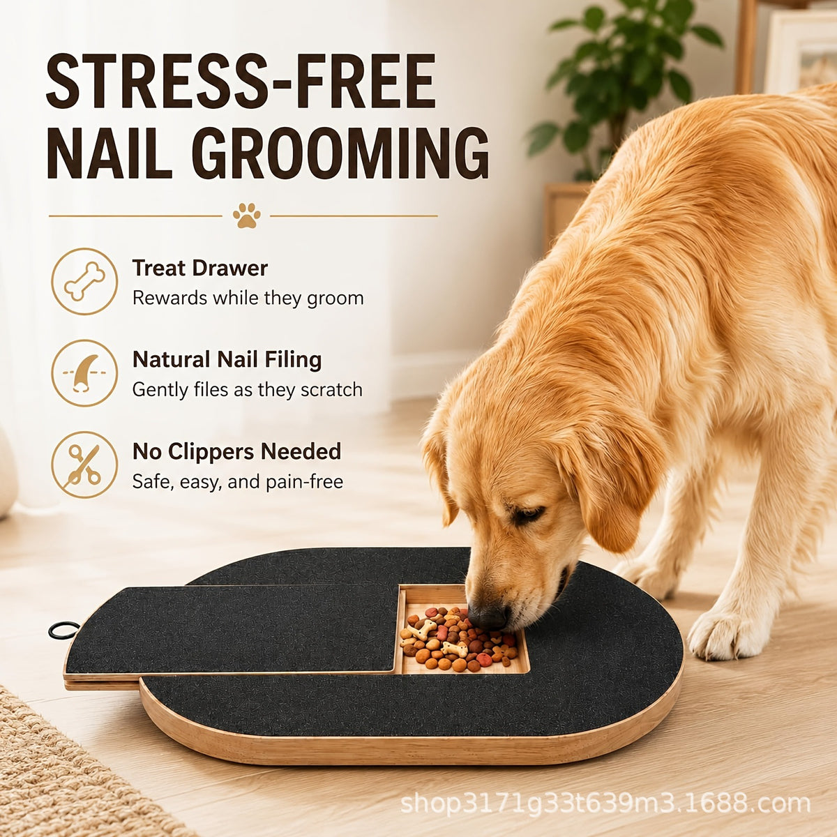 Wooden Dog Nail Scratch Board with Sandpaper