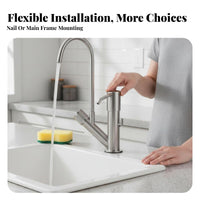 complete Design Soap Dispenser with Sponge Holder Press-Action Pump Multi-Compartment Sink Organizer Easy to Clean Countertop organizer Rustproof for Homemakers, Adults