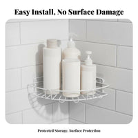 Drillnon-Drill Installation Corner Shower Organizer Space-Saving Design Wire Corner Organizer Self Bathroom Organizer Long-Lasting for Renters, Homeowners, Students, Kitchen, Dorm Room