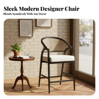 High Stool with Woven backrestrest retroera Design Woven backrest High Chair contemporary chic design Seating Furniture for Adults, Cafe, Kitchen Island, Dining Room